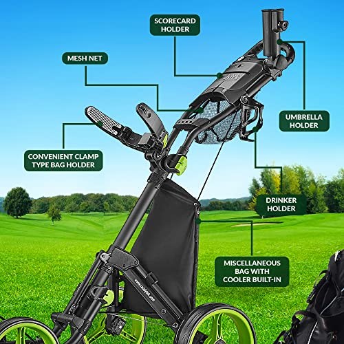 Explorer V8 - SuperLite 4 Wheel Golf Push Cart, Explorer Version 8 Lime - Picture 7 of 7