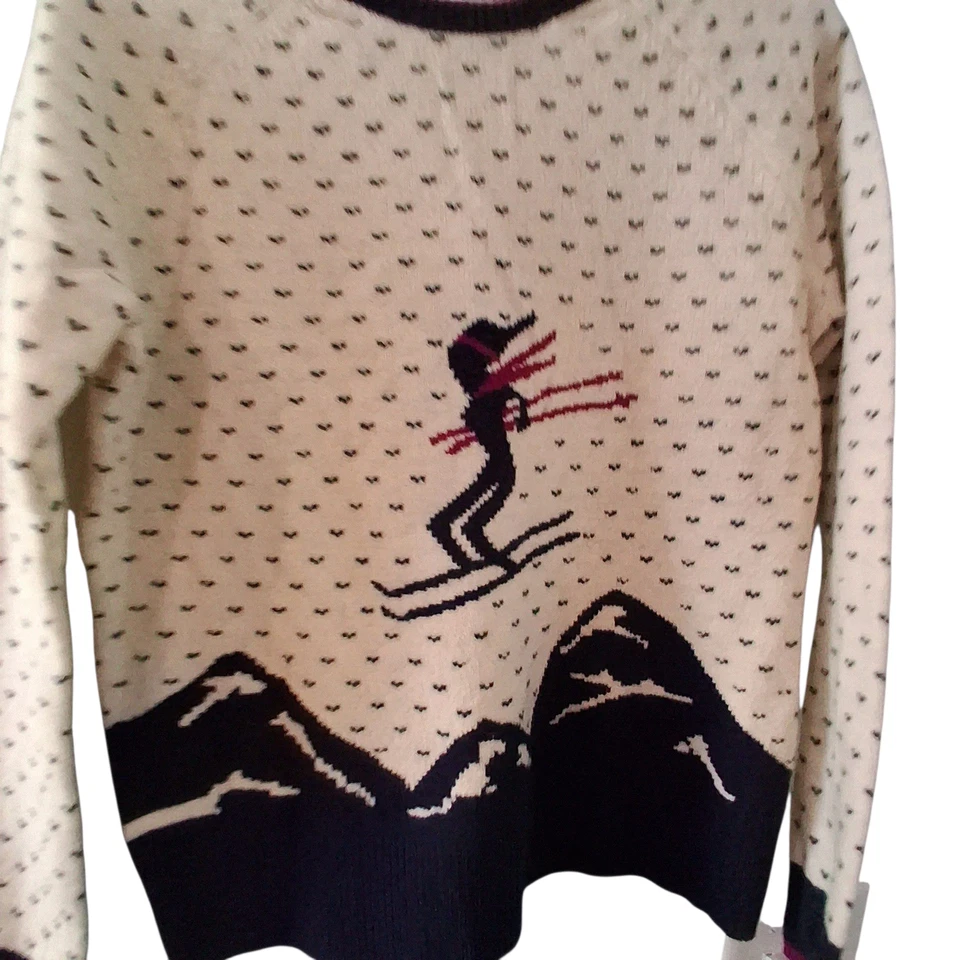 Brooks Brothers Rojo Polar Suéter Mujer Mediano Esquí Nórdico Lana Jersey Foto 4 de 4