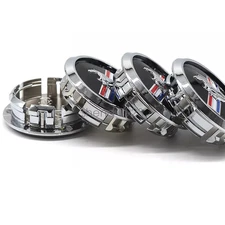 4PC 68mm Car Wheel Center Caps Cover Chrome Edge Running Horse Badge For Mustang