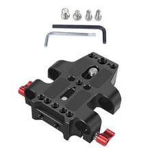 1/4"&3/8" Universal Camera Cage Tripod Baseplate w/ Dual 15mm Rod Rail Clamp