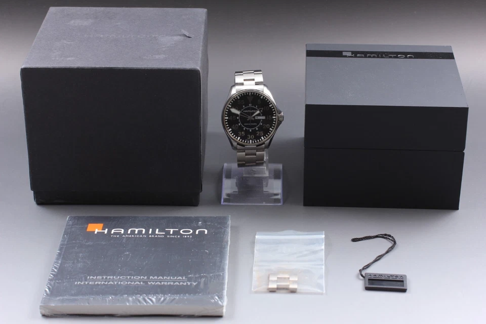 [Casi COMO NUEVO con Caja] Reloj Hamilton Khaki Aviation H647150 Negro AT para Hombre r119 Foto 4 de 4