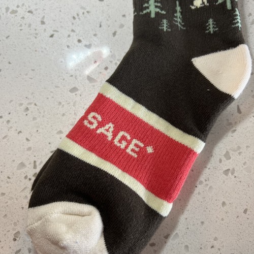 Calze donna Jack+ Sage Venture Out marrone panna rosso elasticizzato montagna taglia unica - Foto 6 di 7