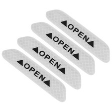 White 4Pcs Self Adhesive Car Door Reflective Warning Decal Safety Strip Stickers