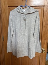 J.Jill Soft gray Chambray Hooded Tunic Sweater Sz Small NWT