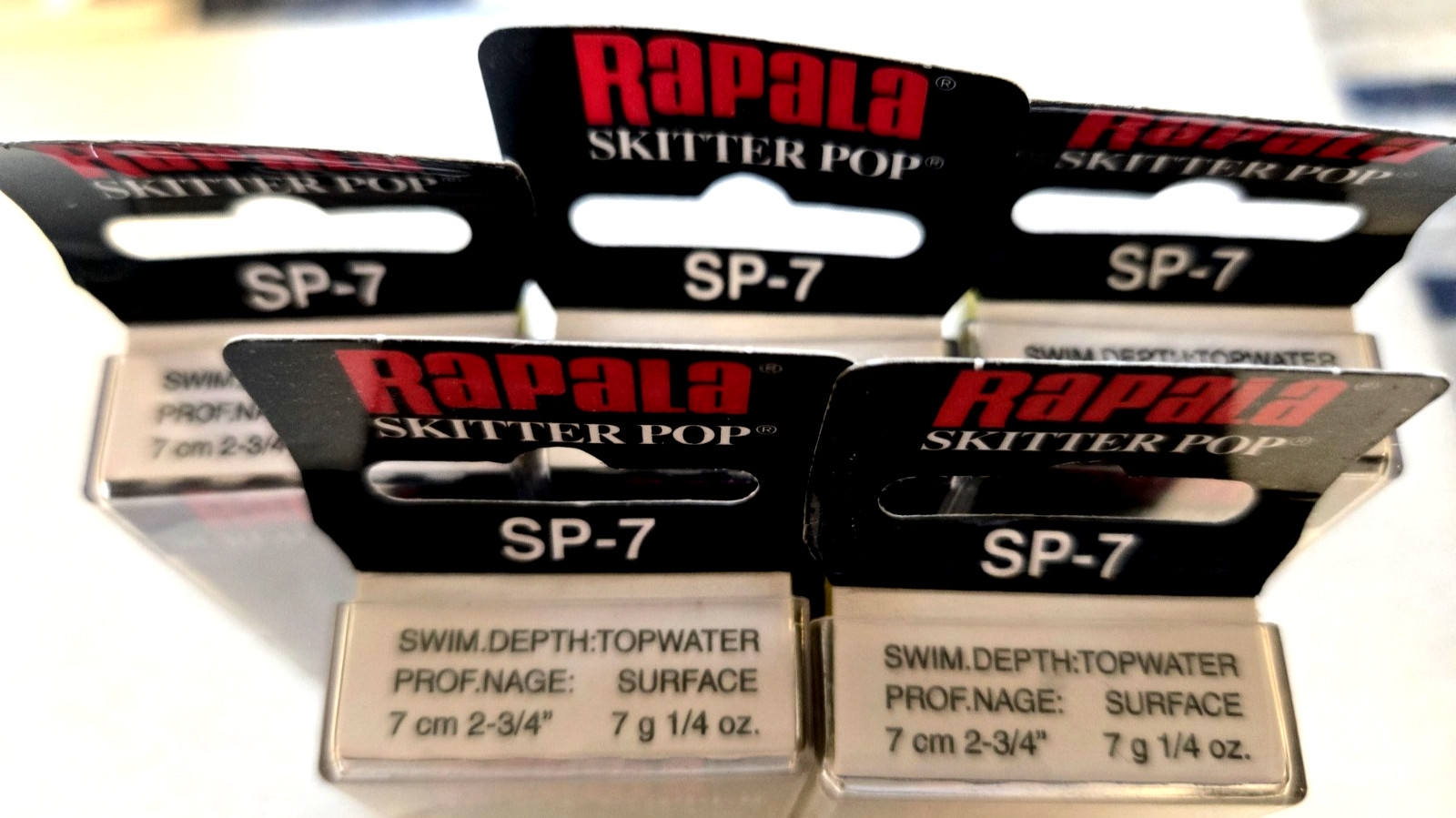 LOT of 5 - NOS RAPALA SKITTER POP SR-7 SURFACE POPPERS, 2 LIME FROGS, 3 SHAD - Image 4
