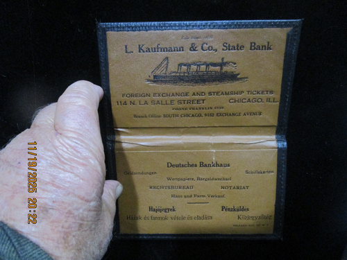 Portaboletos STEAMSHIP Cuero Sintético L, KAUFMANN & Co. State Bank CHICAGO De Colección - Imagen 1 de 11