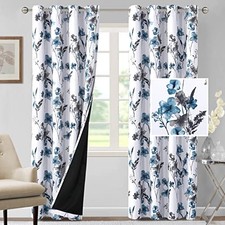 100 Blackout Curtains 84 inch 52"W x 84"L Pack of 2 Cattleya - Grey/Blue