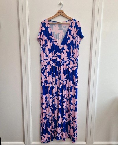 Boden Vanessa Jersey Maxikleid 22 blau rosa Sommer