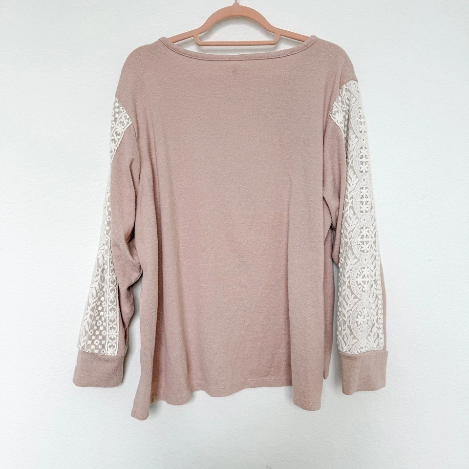 Conjunto de pijama Flora Nikrooz para mujer talla XXL rosa manga larga salón dormir encaje acogedor Foto 4 de 4