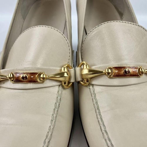 GUCCI Pumps Heel Horsebit Leather Ivory EU35 US5 Japan F/S USED - Picture 21 of 24