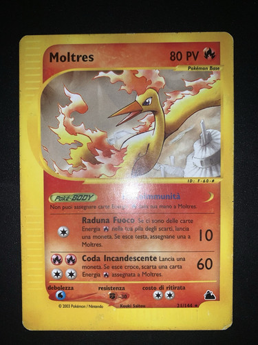 Carta Pokemon Moltres Skyridge Rara No Holo ITA Italiano 21/144 - Foto 1 di 2