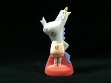 O0249 Vintage Cartoon Einhorn Figurine Buntes Tier Skulptur Deko