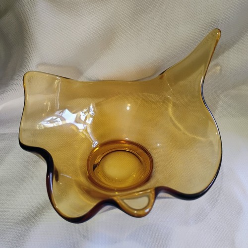 Mid-Century Modern Viking Swung Abstract “Epic” Amber Art Glass Bowl Vintage - Picture 24 of 24