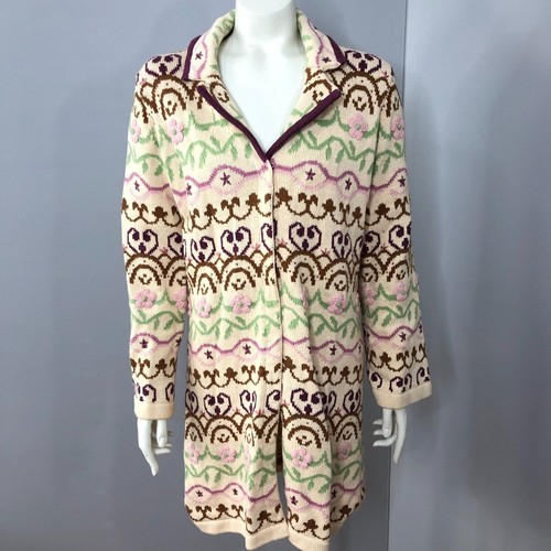 Maglione cardigan donna Storybook Knits stampa all over piccolo bottoni avorio - Foto 2 di 14