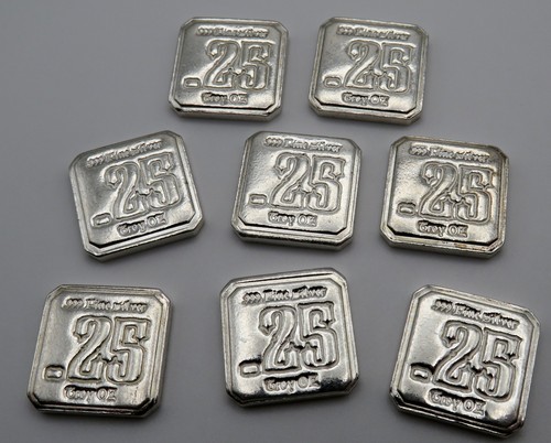 .999 Fine Silver Bar Lot of 8 Hand Pours- LBT Mint 1/4 Troy oz Each X 8 Bar Lot