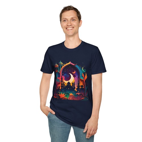 Celestial Unisex T-Shirt with Islamic Theme, Festival Wear Neon Color Masjid - Picture 68 of 99