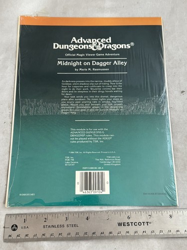 Sealed TSR 1984 Advanced D&D Dungeons and Dragons MV1 9104 Midnight Dagger Alley - Picture 4 of 6