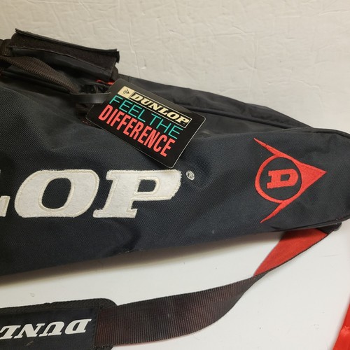 VTG Dunlop Performance 2 Pocket Racquet Tennis Bag Black White Red Embroidered - Picture 3 of 8
