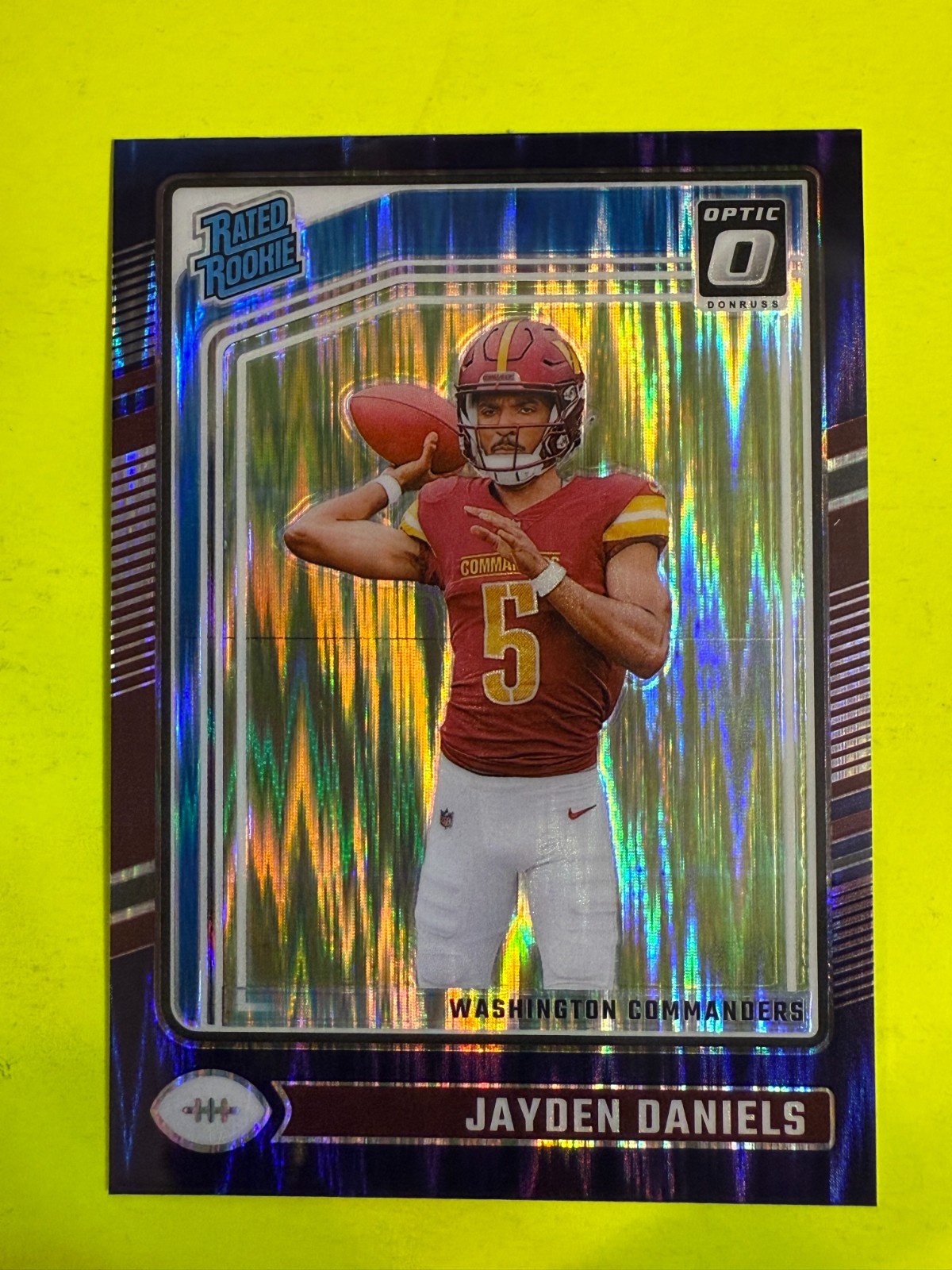 DA105525 2024 Donruss Optic Purple Shock #248 Jayden Daniels RR RC