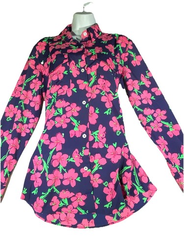 Lilly Pulitzer Blouse Top Colorful Floral Print Long Sleeve Button Size Small - Picture 1 of 10