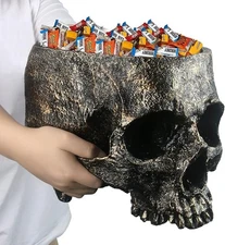 Extra Large Halloween Skull Candy Dish Deep Skull Head Candy Bowl 7 Lbs Capacity