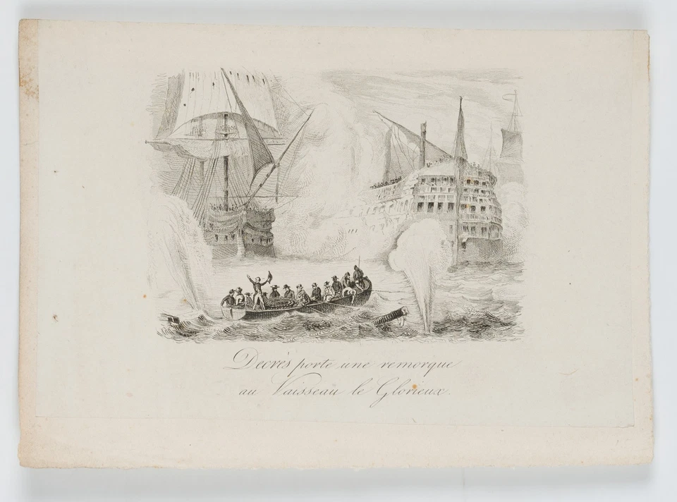 Denis Decrès. Seestück mit Schlacht, Radierung Romantik Unbekannt (19.Jhd) - Bild 2 von 4