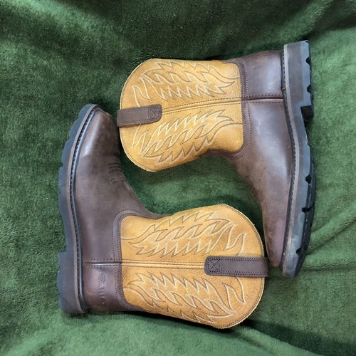 Ariat WorkHog Men's Western Pull-On Work Boots Square Toe Brown H₂O EH - Picture 8 of 19