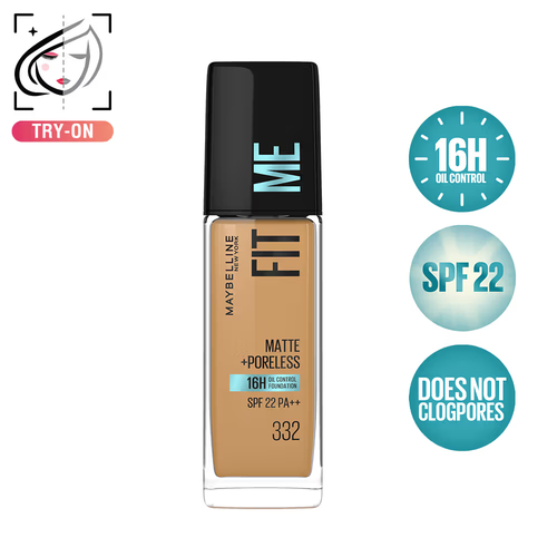 Maybelline Fit Me Matte+Poreless Foundation With SPF 22 332 Golden Carame(30ml)