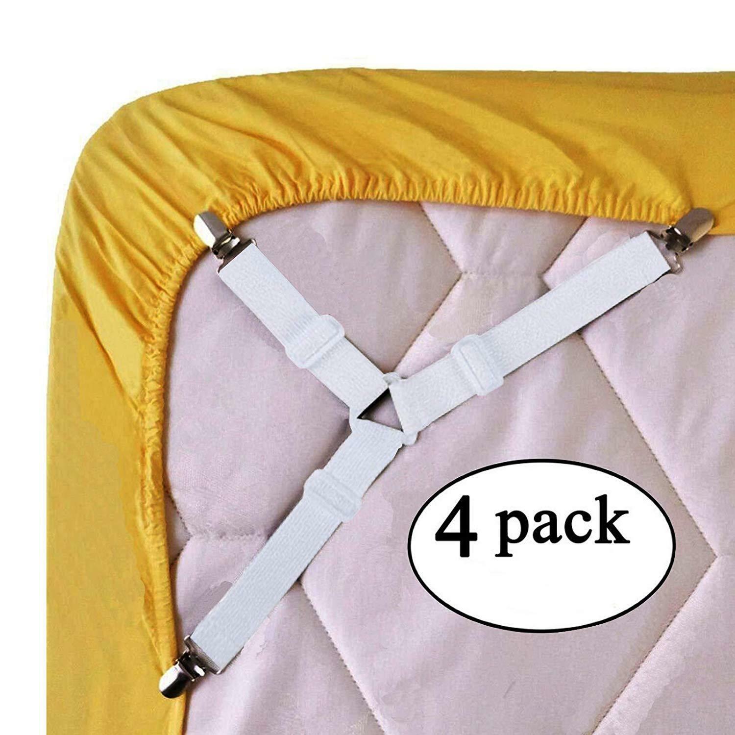 Sheet Bed Suspenders Grippers Mattress Sheet Corner Holder Elastic Straps Clips