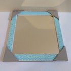 NEW Malden Chevron Frame Mirror 8" x 8"  20.3cm x 20.3cm Teal  & White
