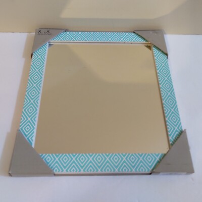 NEW Malden Chevron Frame Mirror 8'' x 8''  20.3cm x 20.3cm Teal  & White