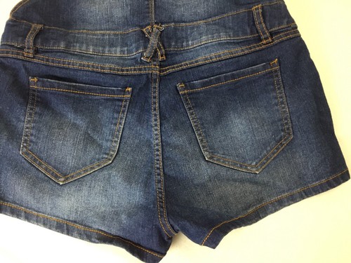 Bongo Denim blaue Damenjeans Shorts Overall Größe 1 Stretch gebraucht, in einwandfreiem Zustand - Bild 8 von 10