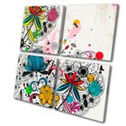 Illustration Abstract Flowers MULTI CANVAS WALL ART Picture Print VA