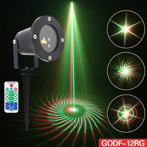 Outdoor Laser Lighting Garden Landscape Xmas Projector Remote RG 12 Patterns KTV - Picture 1 of 7