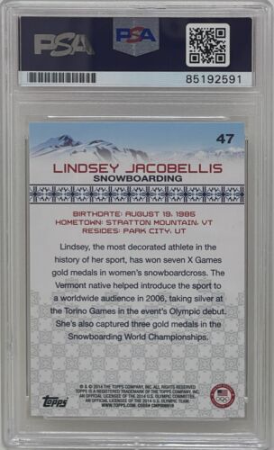 Lindsey Jacobellis Signed 2014 Topps Team USA Olympic Snowboarding Card #47 PSA - Picture 2 of 2