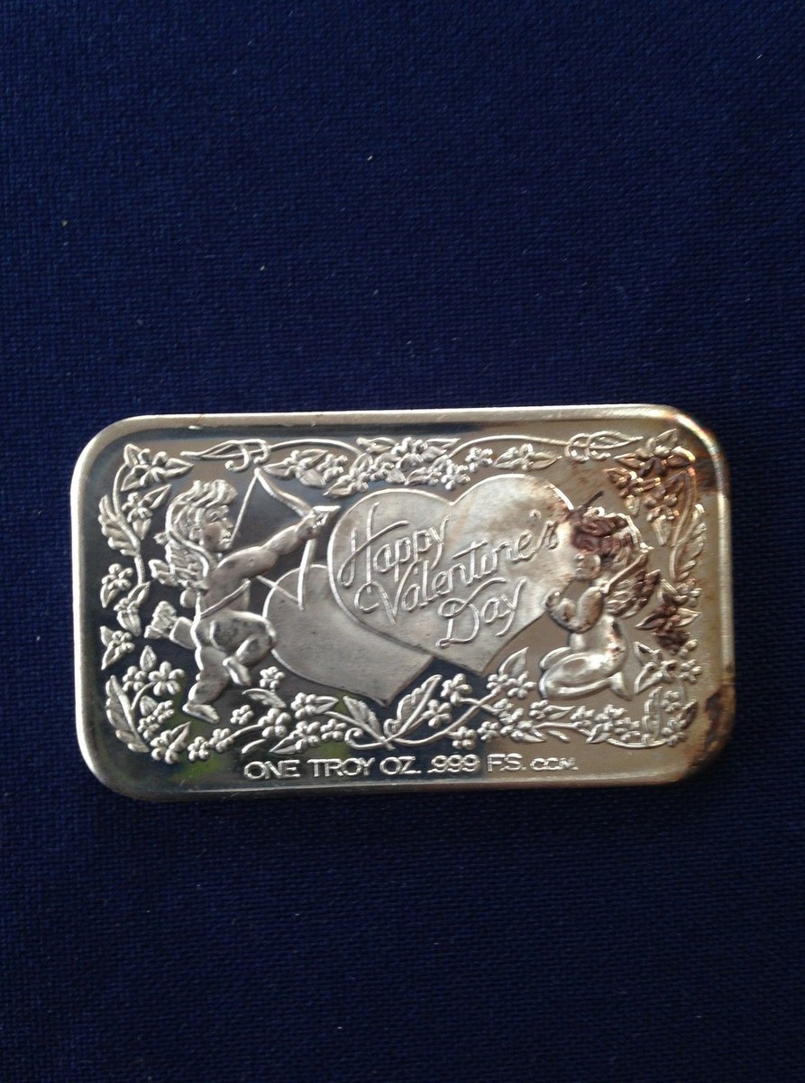 1982 Crown Mint Happy Valentine's Day CCM-8 Silver Art Bar P1263