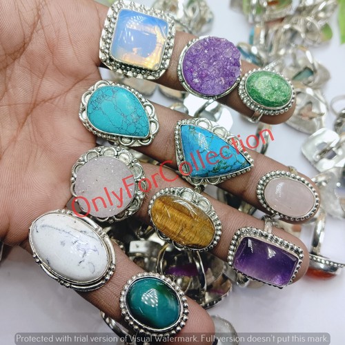 Turquoise & Mix Gemstone 925 Sterling Silver Plated Handmade Ring Lot Jewelry - Picture 3 of 3