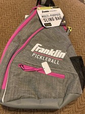 Franklin Sports Pickleball Sling Bag Backpack PInk Zippers Padding rack And Ball