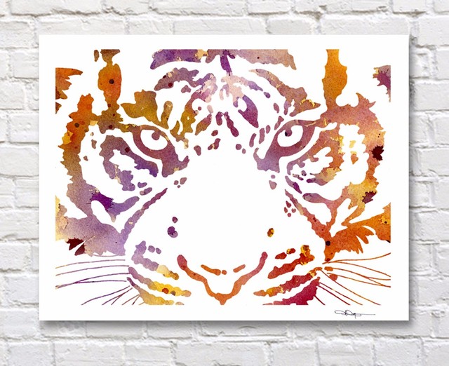 Tiger Abstract Watercolor Painting Art Print by Artist DJ Rogers