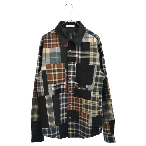 VALENTINO Multi-Check Pattern Patchwork Snap Butto