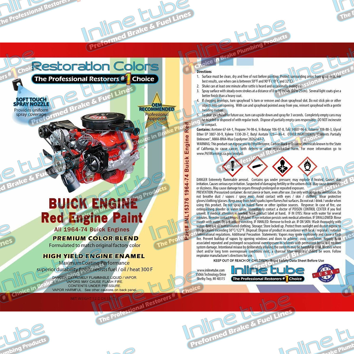 1964-74 Buick 350 400 455 GS GSX Skylark High Temp Engine Red 