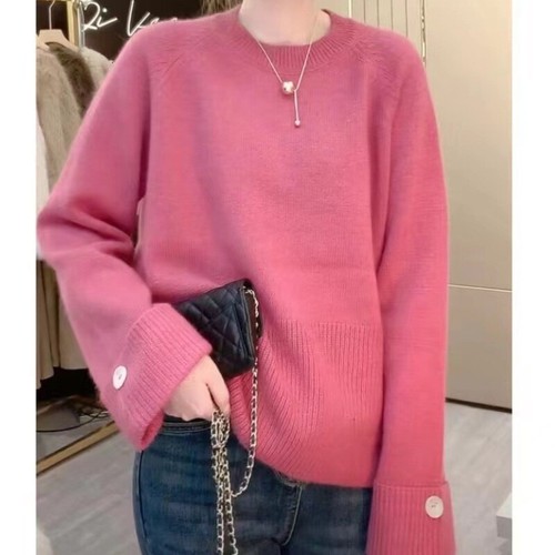 Womens Warm Round Neck Button Knitted Sweater Autumn New Korean Slim Fit Sweater - Bild 16 von 16