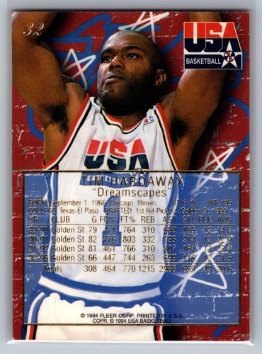 1994 Flair USA Tim Hardaway USA #32 - Picture 2 of 2