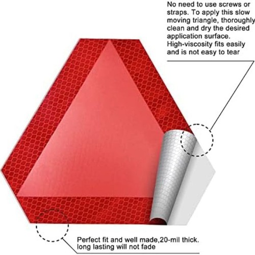 Slow Moving Vehicle Sign 2 Pack 7 x 8 Diamond Grade Reflective Slow Moving Decal - Picture 2 of 5