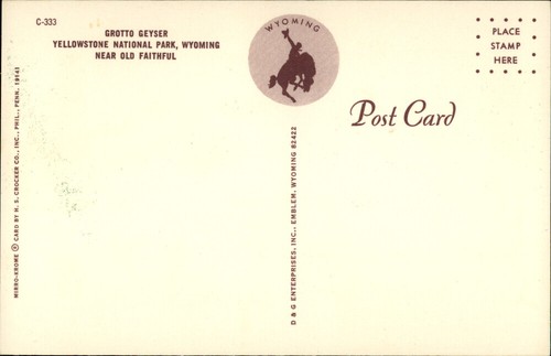 Wyoming Grotto Geyser Yellowstone National Park WY Postcard Mirro-Krome - Picture 2 of 2