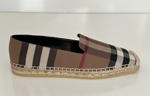 NIB $570 Burberry Women's Espadrille Flats Birch Brown Check 9.5 (39.5) 8056816 - Picture 3 of 16
