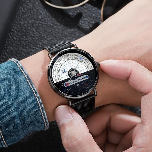 Coole stilvolle Herren Stahl Edelstahl Quarz Mesh Uhr hochwertig wasserdicht Geschenk - Bild 8 von 28