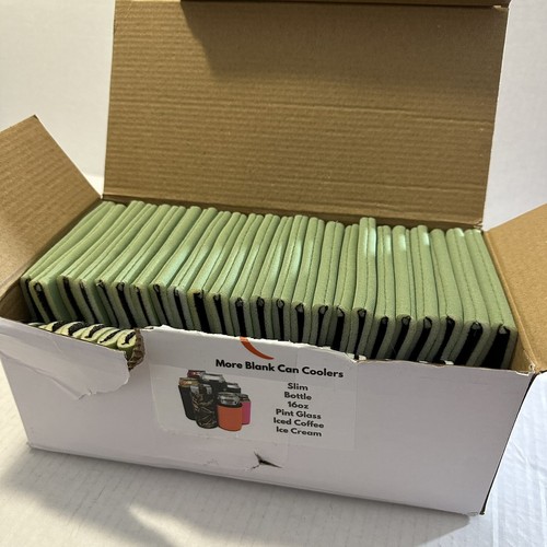 TahoeBay Blank Can Coolers 24 Pack Plain Collapsible Beer Kelly Green New Cozie - Picture 1 of 3