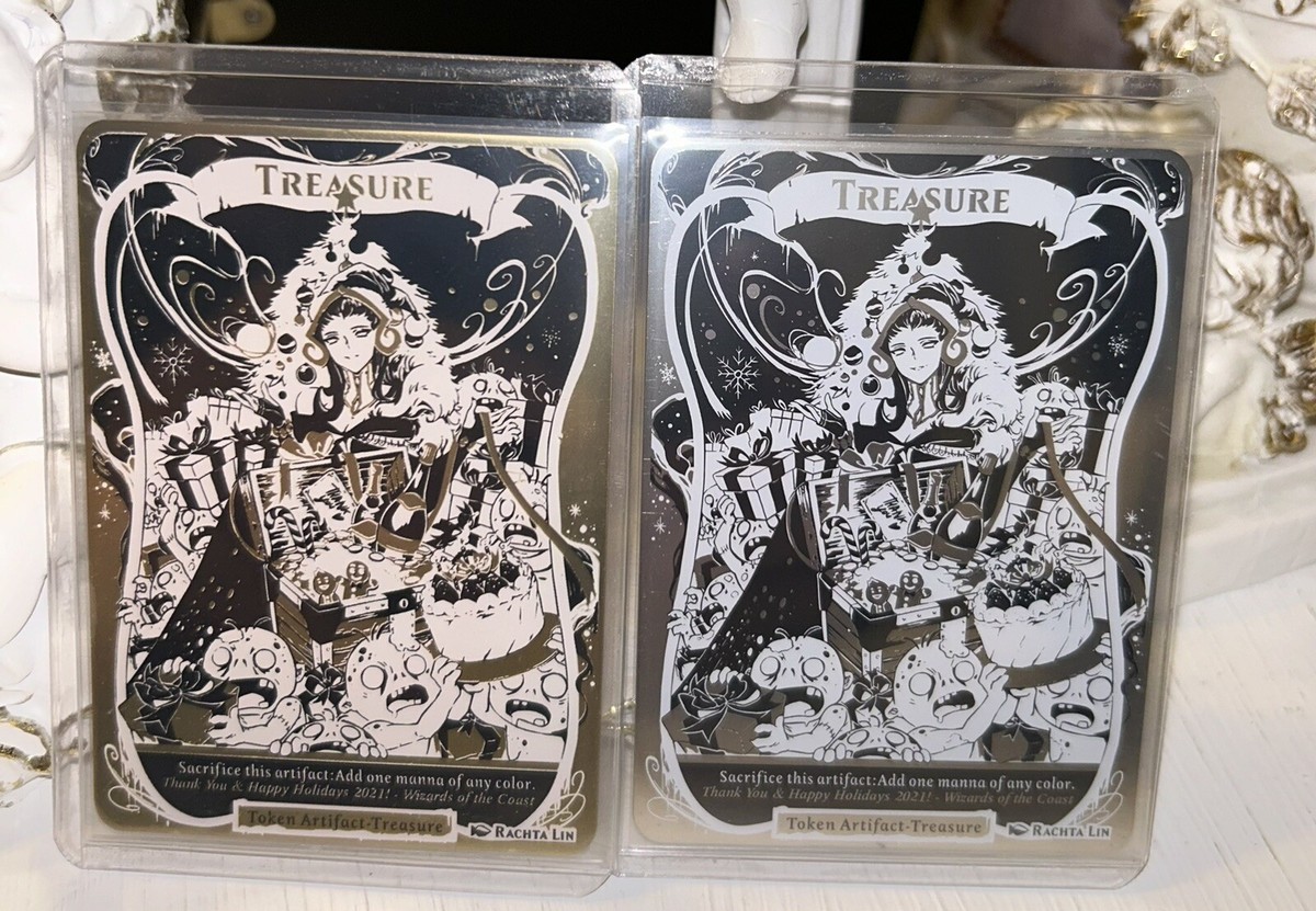 MTG Japanese Metal Treasure Token Liliana DIY Gold and Silver Set