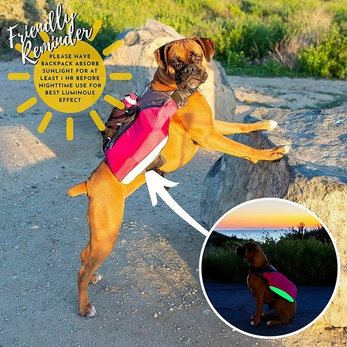 Bum's Pack Dog Backpacks Hiking Pack for Dogs Water Resistant Saddlebag Pink M/L - Picture 6 of 8